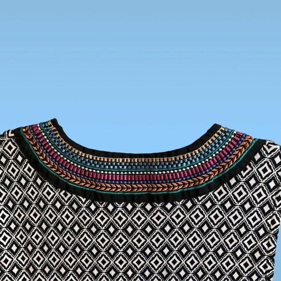 Rafaela Embroidered V-neck Cotton Dress SZ S/P Spring Break Dress - Picture 5 of 8